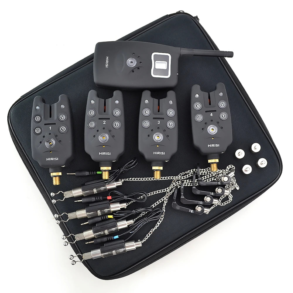 Wireless fishing bite alarm 1+4 set with 4pcs illuminated swinger in  EVA case for carp fishing B1203S-EXPROTAS