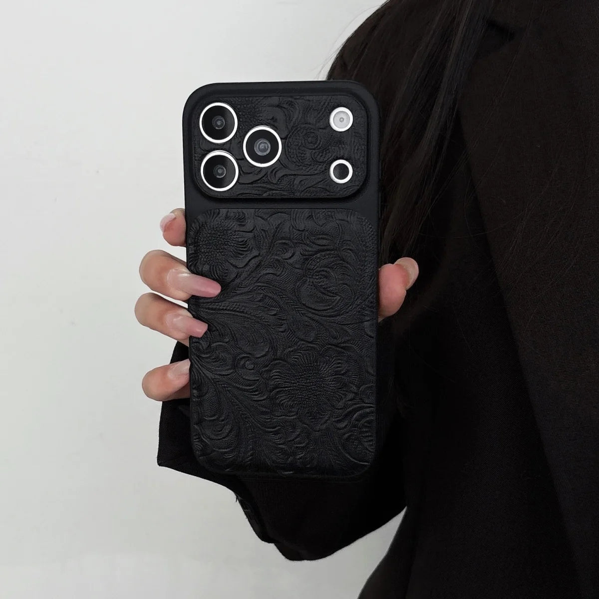Retro Petal Flower Case for iPhone 13-17 Pro Max Large Window Shockproof Cover