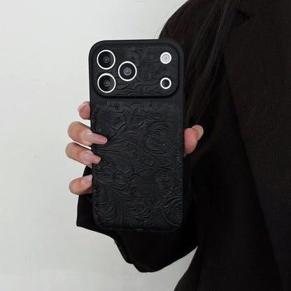 Retro Petal Flower Case for iPhone 13-17 Pro Max Large Window Shockproof Cover