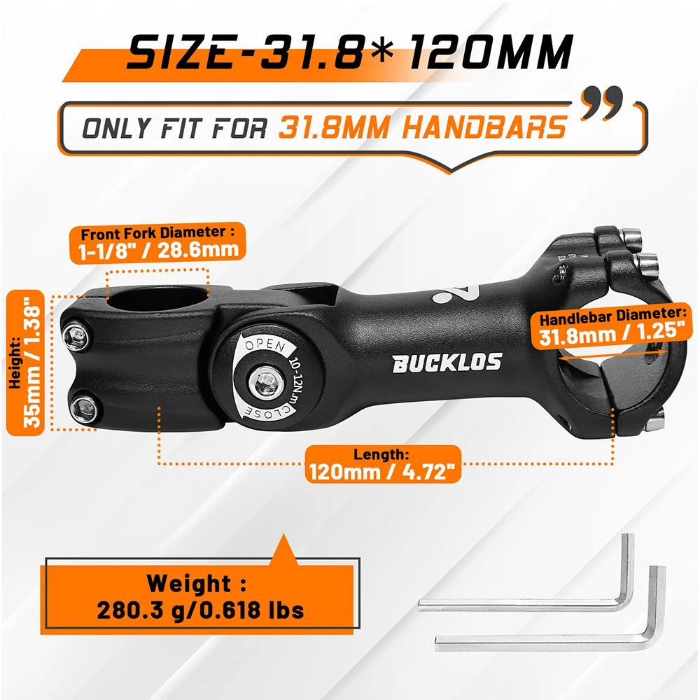 Adjustable MTB BMX Handlebar Stem BUCKLOS CNC Aluminium Bike Riser
