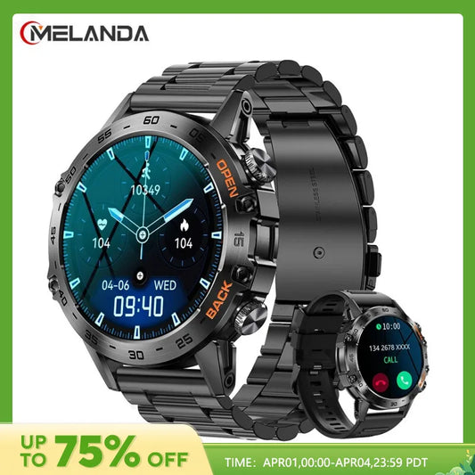 MELANDA Steel 1.39" Bluetooth Call Smart Watch Men Sports Fitness Tracker Watches IP67 Waterproof Smartwatch for Android IOS K52-EXPROTAS