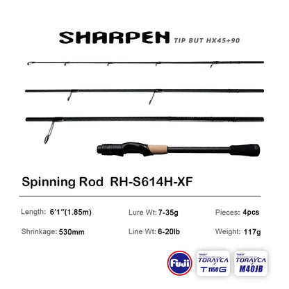 PURELURE SHARPEN Travel Rod XF/MF Action Spinning Casting Rod w/ FUJI Parts