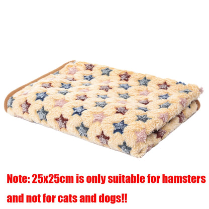 Pet Mat Warm Soft Fleece Blanket for Dog Cat Paw Print Bed