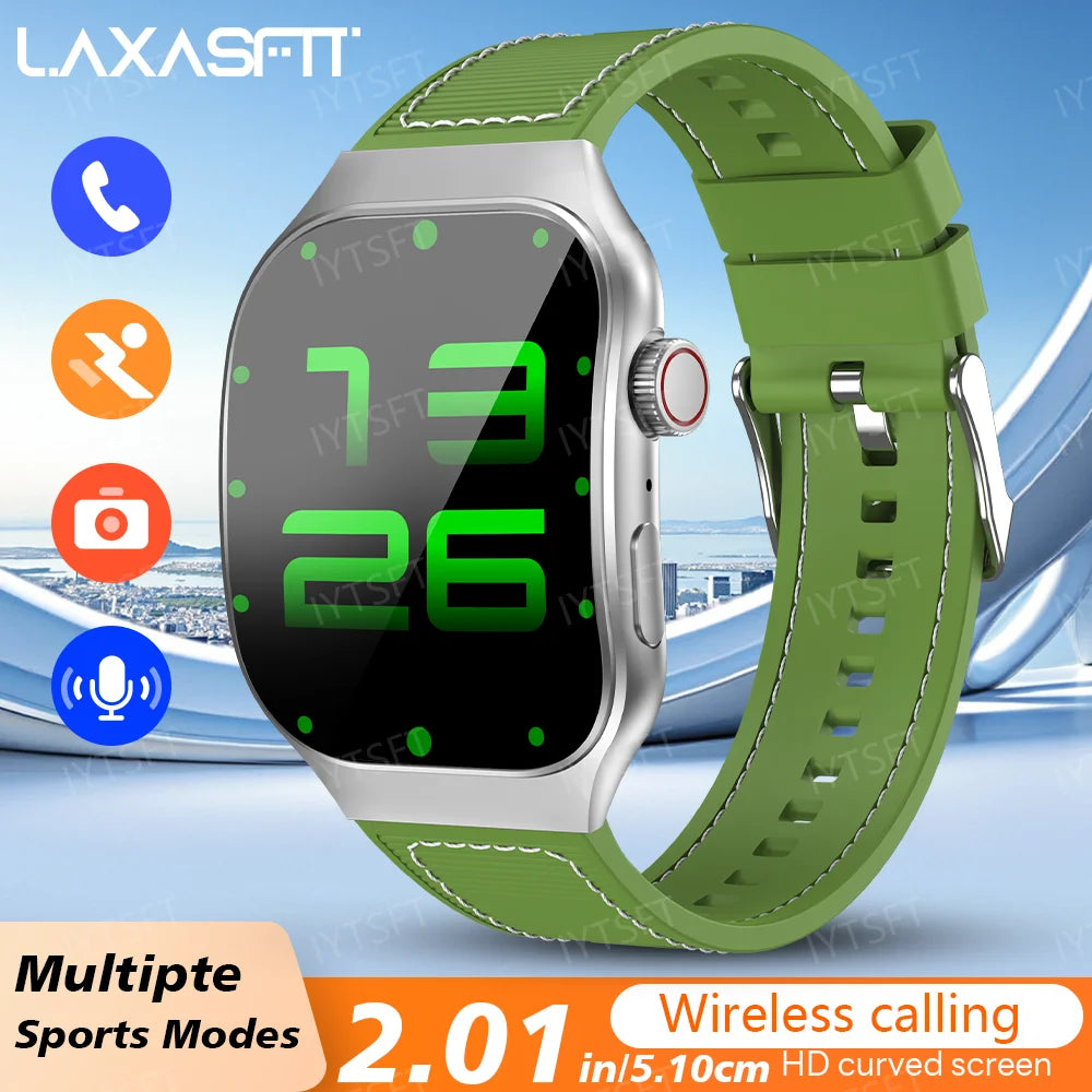 LAXASFIT Smart Watch Heart Rate Monitor 2.01 Inch Touch Screen for Men Women