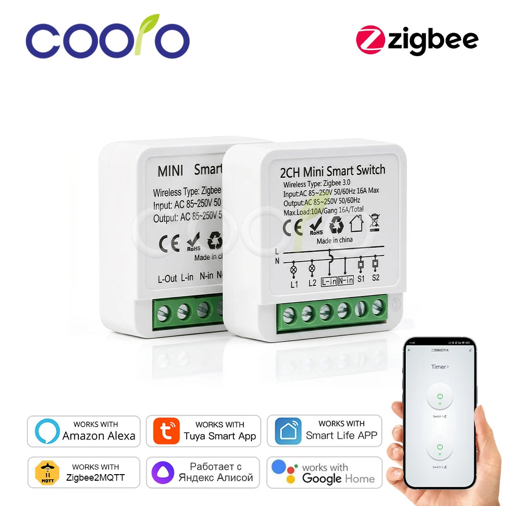 Smart Switch 16A Zigbee Relay Module Mini DIY for Alexa Google Home