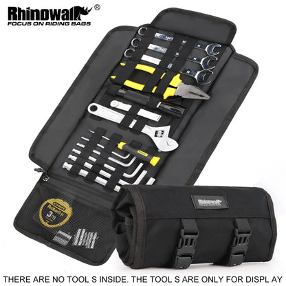 Rhinowalk Motorcycle Tool Roll Bag Portable Motor Saddlebags Side Tool Storage Bag Pouch Outdoor Travel Repair Working Tool-EXPROTAS