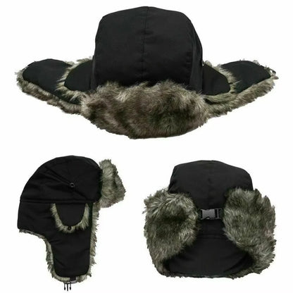 Winter Ski Hat Trapper Faux Fur Earflap Cap Warm Russian Aviator