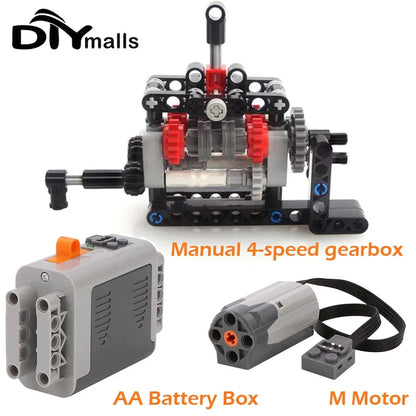 MOC 4-Speed Gearbox Model with Motor & Battery Box Power Functions Kit