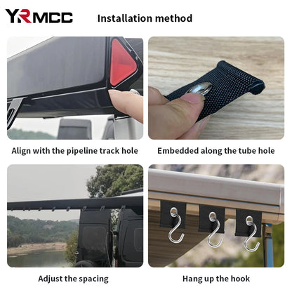 4Pcs S Shaped Camping Awning Hooks Clips Durable RV Tent Hangers Light Hangers with Holes Practical Caravan Camperb Accessories