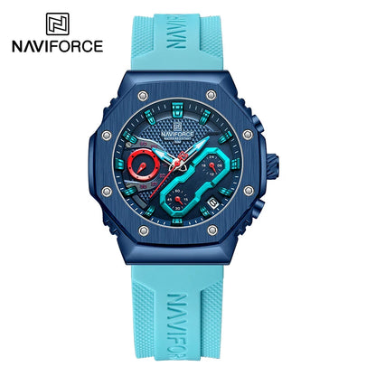 NAVIFORCE Fashion Couple Watches Casual Original Sport Silicone Strap Wristwatch for Lovers Auto Date Display Quartz Chronograph-EXPROTAS