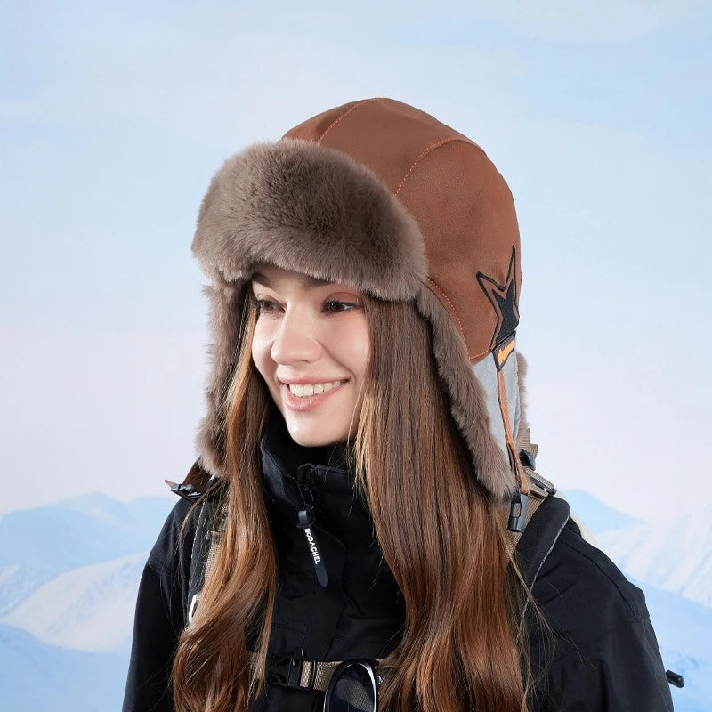 1pc Winter Warm Trapper Hat Russian Ski Cap for Men Aviator Ear Flap