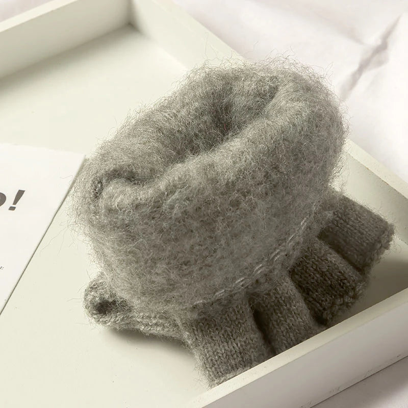 Knitted Fingerless Gloves Winter Warm Thermal Mittens for Men Women