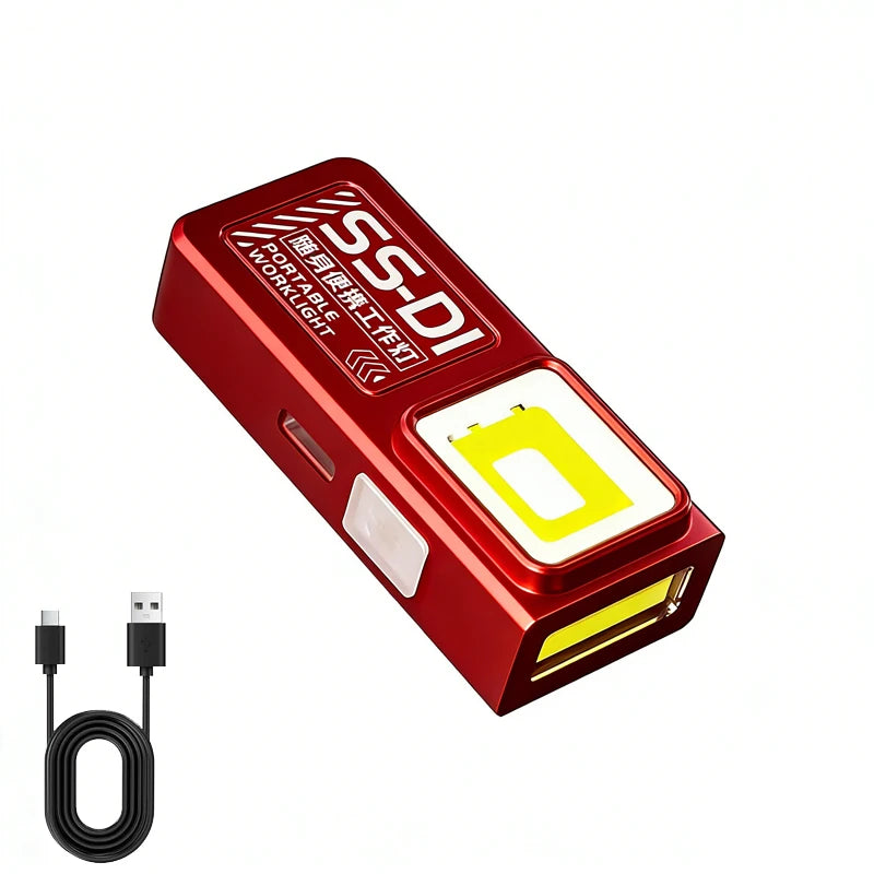 Mini LED Work Light USB Rechargeable COB Flashlight Magnetic Torch EDC