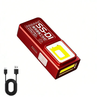 Mini LED Work Light USB Rechargeable COB Flashlight Magnetic Torch EDC