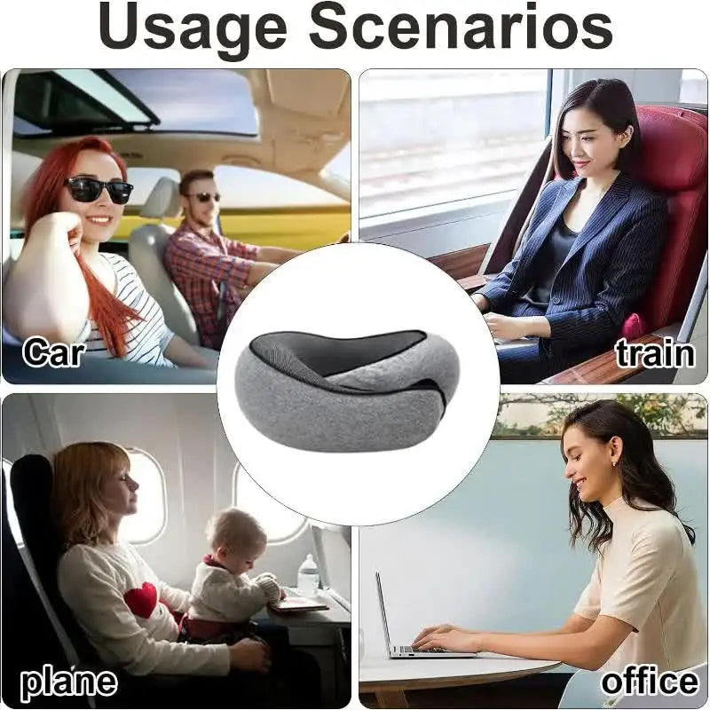 Memory Foam U-Shape Travel Neck Pillow Soft Portable Adjustable Support