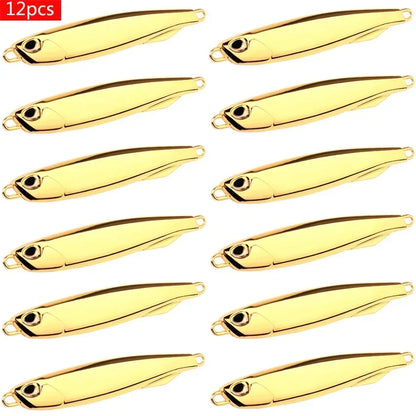12Pcs Fishing Lure Metal Jigs Spoon Bait 40g 30g 20g 15g Mackerel Bass