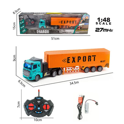 Heavy-Duty RC Truck Toy Car with Remote Control Semi-Trailer Construction Electric Vehicle Ideal Gift for Boys
