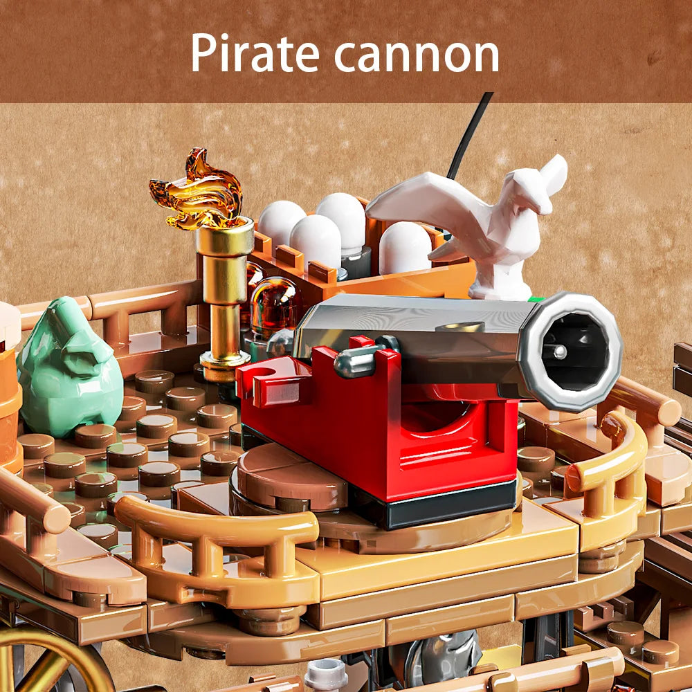 Pirate Ship Building Toys, Pirate Wharf Themed City Store Building Bricks Sets for Boys Age 8-12,868 Pieces, Advent Calendar-EXPROTAS