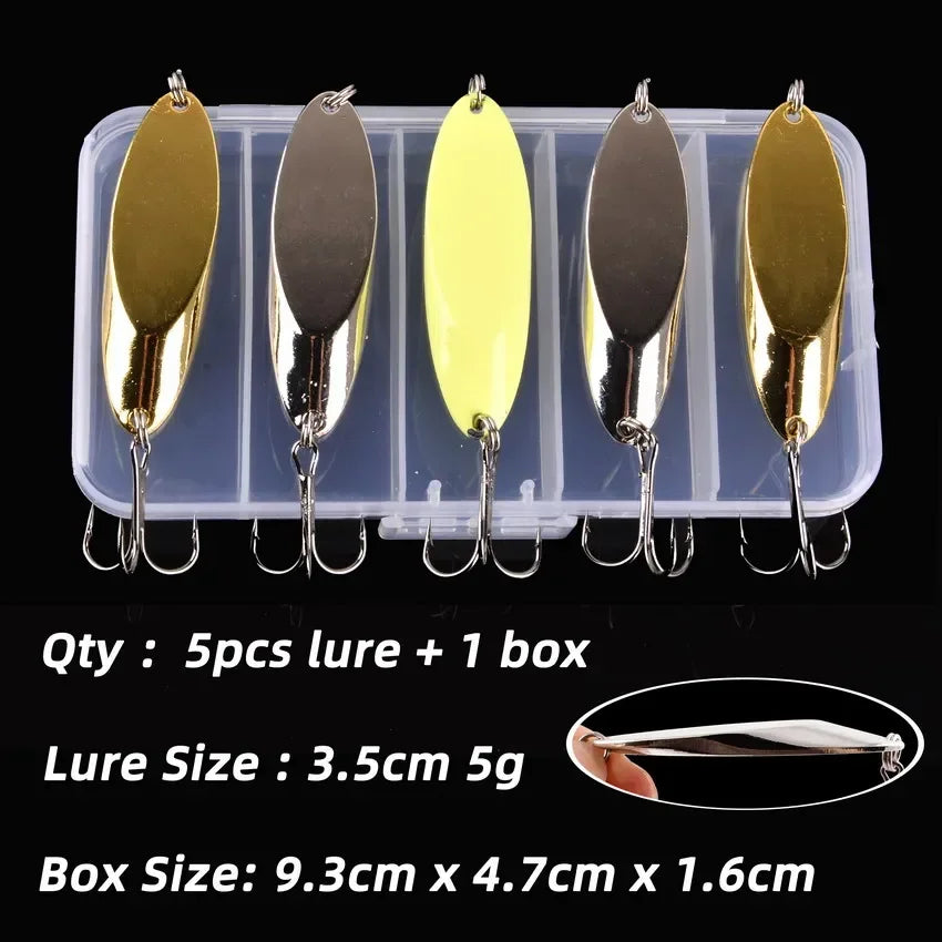 Box Treble Hooks 5PCS Gold Fishing Tackle Set with Sequins
