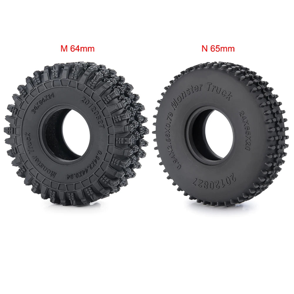 YEAHRUN 4Pcs 1.0inch Soft Rubber Wheel Tires 50/54/58/62/64/65mm for TRX-4M 1/18 Axial SCX24 1/24 RC Crawler Car Upgrade Parts-EXPROTAS