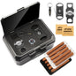 Travel Humidor Box Portable Cigar Case with Cutter and Lighter Holder