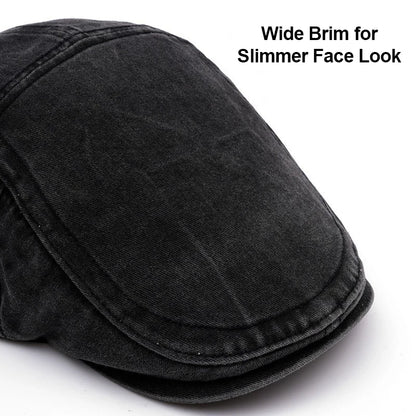 Men's Flat Cap Newsboy Gatsby Retro Driving Hat Washed Denim Outdoor