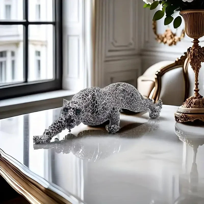Resin Cheetah Leopard Statue Modern Panther Sculpture Home Office Decor Gift