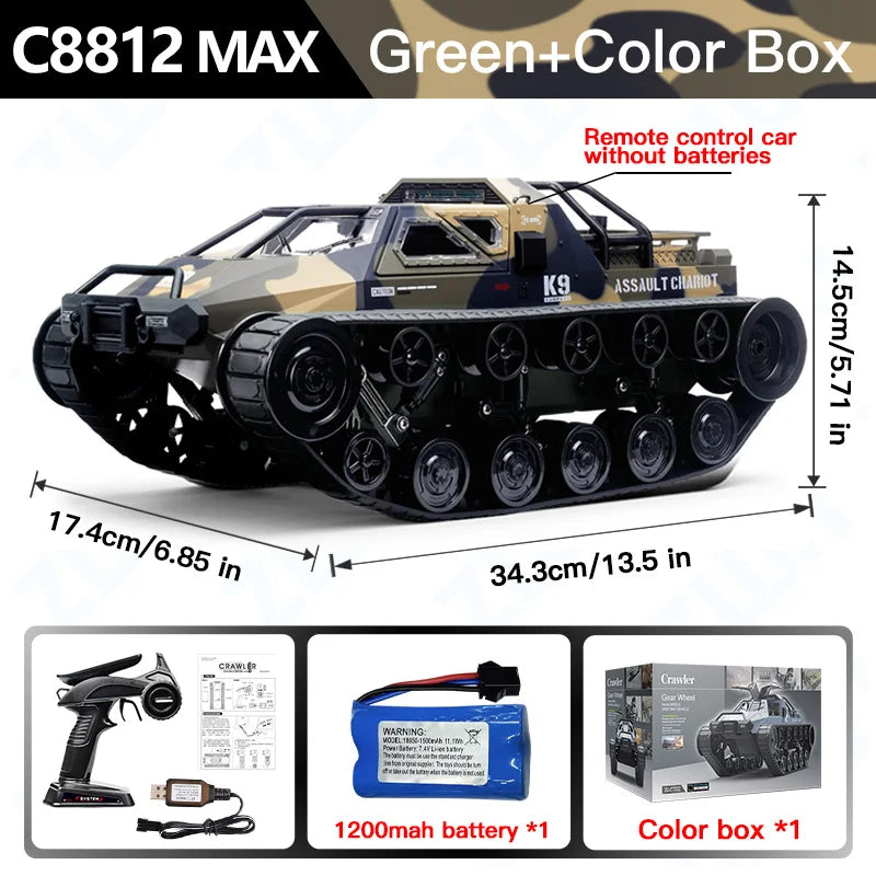 C8812 MAX RC Tank Car LED Light Full Scale Drift Off-Road Remote Control Toy