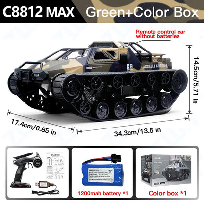 C8812 MAX RC Tank Car LED Light Full Scale Drift Off-Road Remote Control Toy