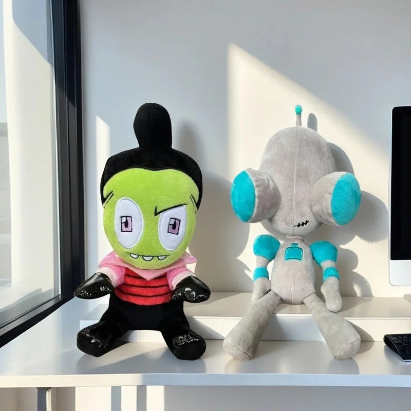 Alien Invader Plush Backpack Zim 3D Eyes Stuffed Robot Toy Green Bag