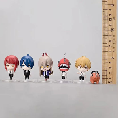 6pcs Chainsaw Man Cable Protector Figure Set PVC Anime Collectible Models