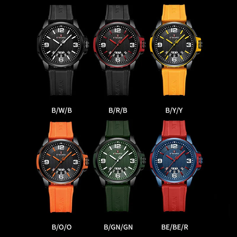 Original Brand NAVIFORCE 2024 New Quartz Watch for Men Waterproof Silicone Strap Business Male Classic Wrist watches Date Clock-EXPROTAS