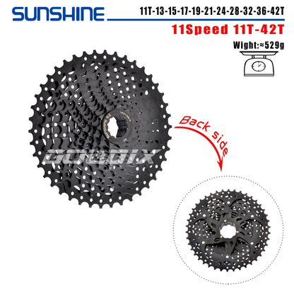 SUNSHINE MTB Cassette Shimano HG 8–12 Speed Wide Range Black Sprocket - EXPROTAS