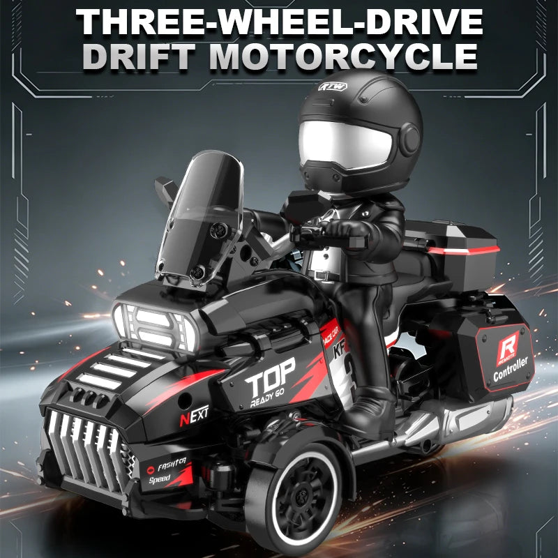 LED Lights RC Motorcycle 3.7V Remote Control Car for Kids 30M Range