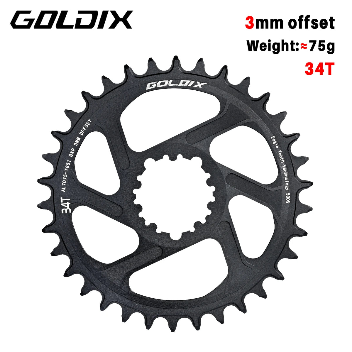 0/3/6mm Offset Goldix Chainring Narrow Wide Direct Mount for SRAM MTB