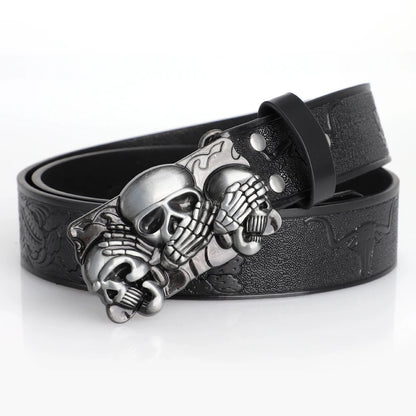 1Pcs PU Belt Skull Waist Punk Fashionable for Men Women Street Style