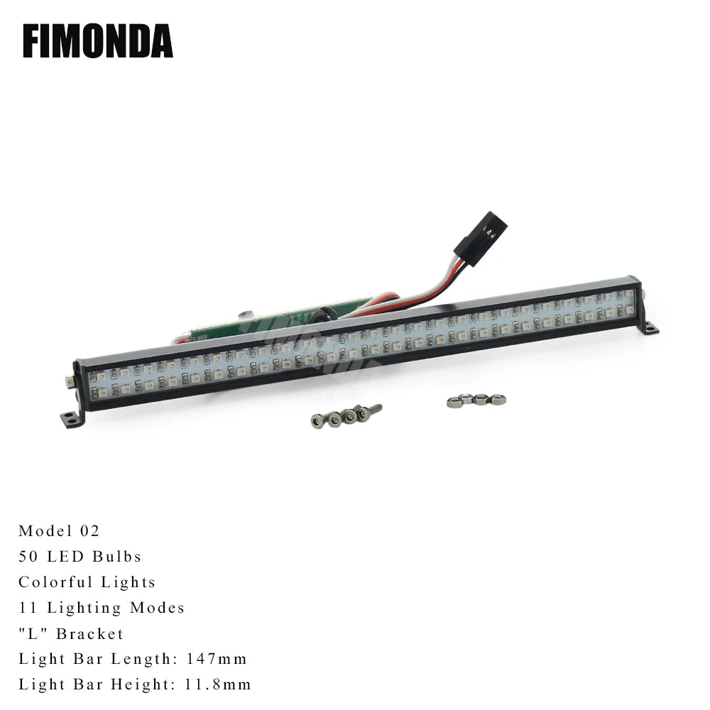 RC Crawler Roof LED Light Bar White Coloured Adjustable Modes 1/10 TRX4 SCX10