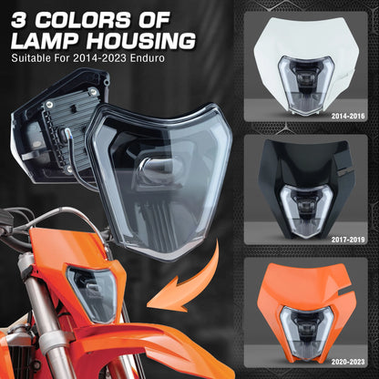 POWERZONE KTM EXC SXF XCW Headlight for Dirt Bike Enduro Motocross 2014-2023