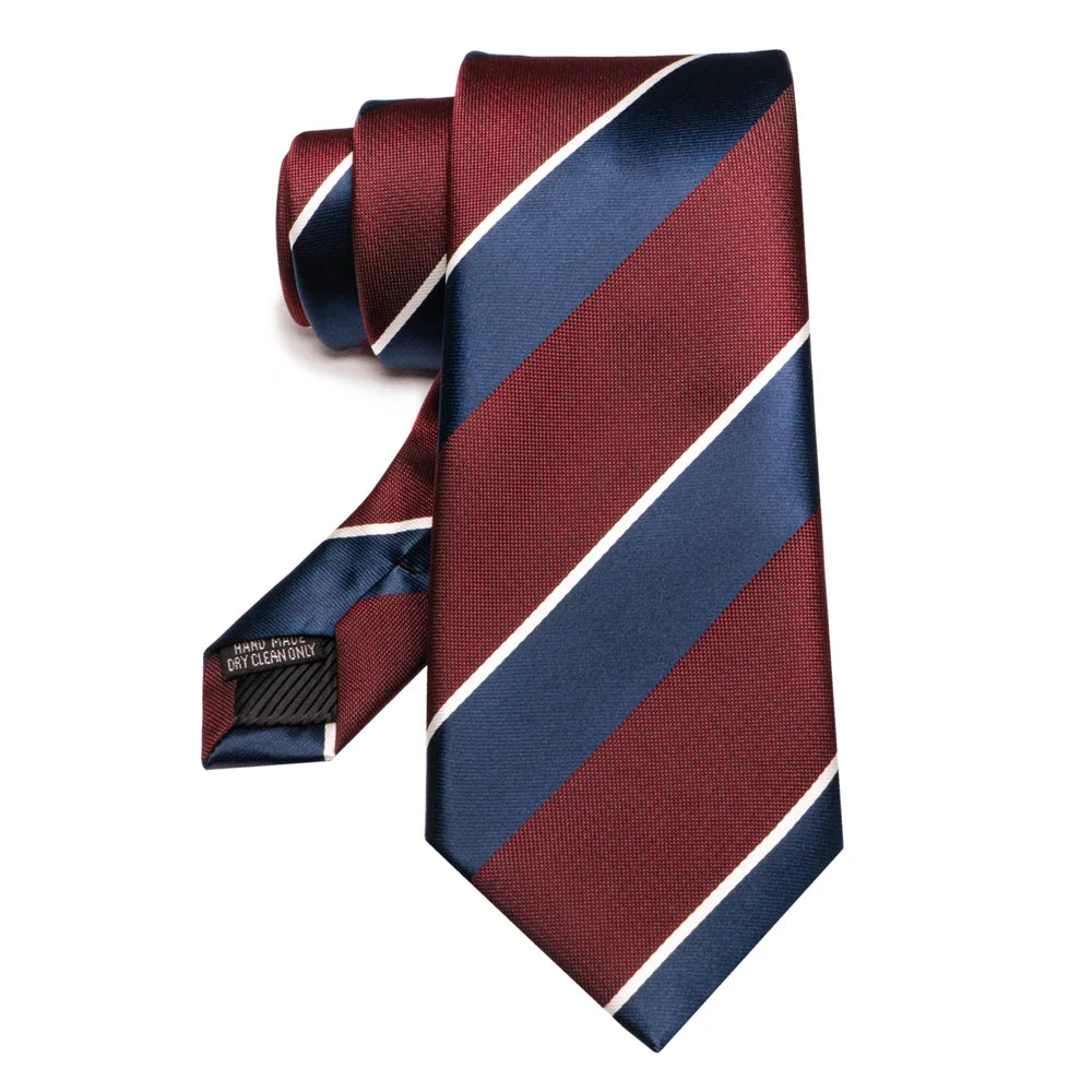 Mens Striped Neck Tie Red Formal Ties for Wedding Party Occasions