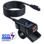 Dual USB Socket Motorcycle Charger 60W Waterproof PD QC3.0 Voltmeter Handlebar