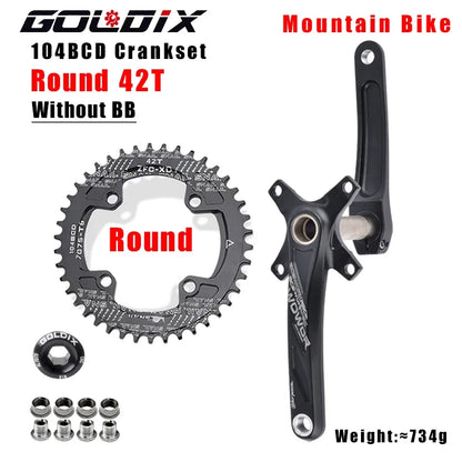 GOLDIX MTB Crankset 104BCD with Narrow Wide Chainring Round or Oval Options - EXPROTAS