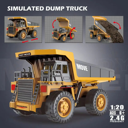 ZWN 1/16 1/20 RC Excavator Dump Truck Alloy Construction Vehicle Model Toy