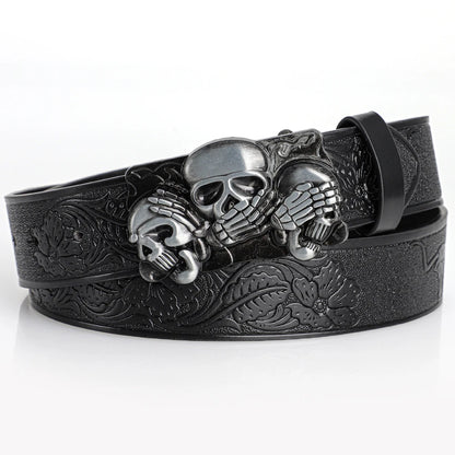 1Pcs PU Belt Skull Waist Punk Fashionable for Men Women Street Style