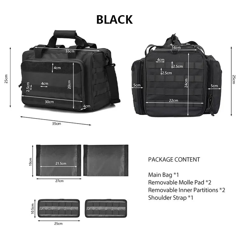 Gun Range Storage Bag Molle System Outdoor Hunting Accessory Nylon Gun Tactical Case Bags Pistol Tool Shoulder Pack Sniper Black-EXPROTAS