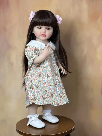 BZDOLL 55CM 22Inch Can Stand Reborn Baby Lifelike Girl Doll Full Soft Silicone Body Princess Toddler Bebe Birthday Gift-EXPROTAS