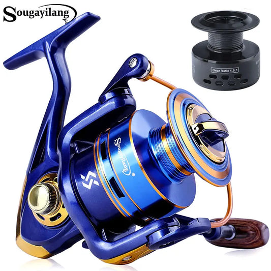 Sougayilang Fishing Reel 1000-7000 Spinning 10kg Max Drag Metal Spool