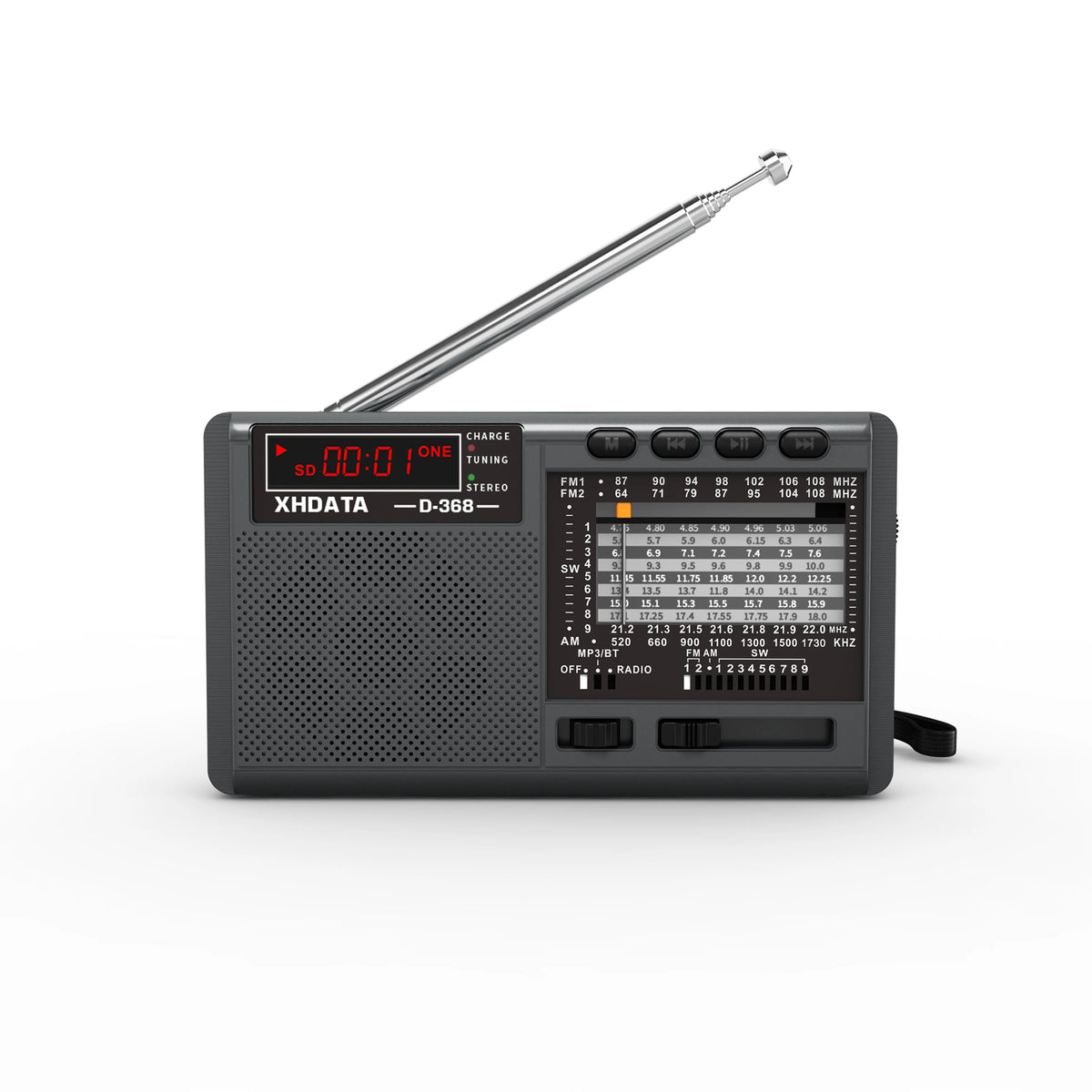 USB Rechargeable Battery Portable XHDATA Radio FM AM SW MP3 Player