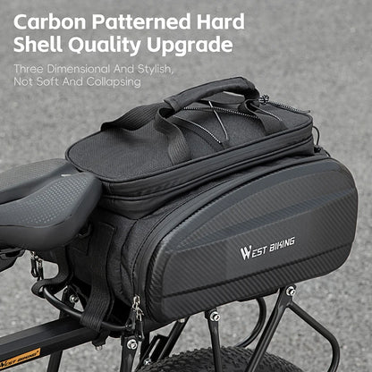 Bicycle Rear Bag Hard Shell Expandable Pannier Rack Carrier for MTB