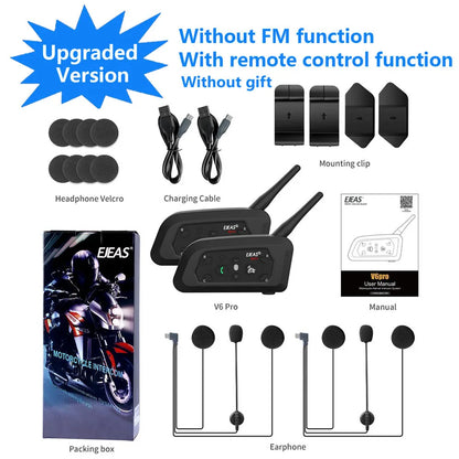Bluetooth Motorcycle Helmet Intercom Headset 1200m Waterproof for 6 Riders
