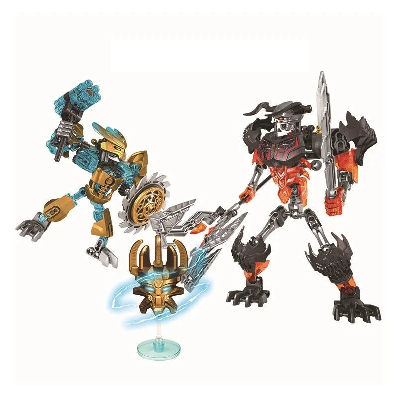 Superheroes Bionicle Golden Mask Robot Mecha Building Blocks Bricks Boys Toys